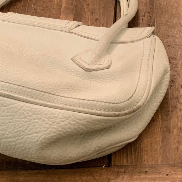 Celine Pebbled Satchel Purse Handbag WHITE CE00/15 - Picture 11 of 16